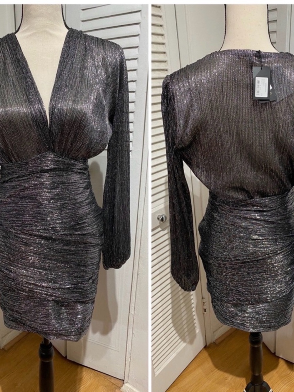 Maje CAMILLE “EMILY in Paris” Silver Dress- FR38/M